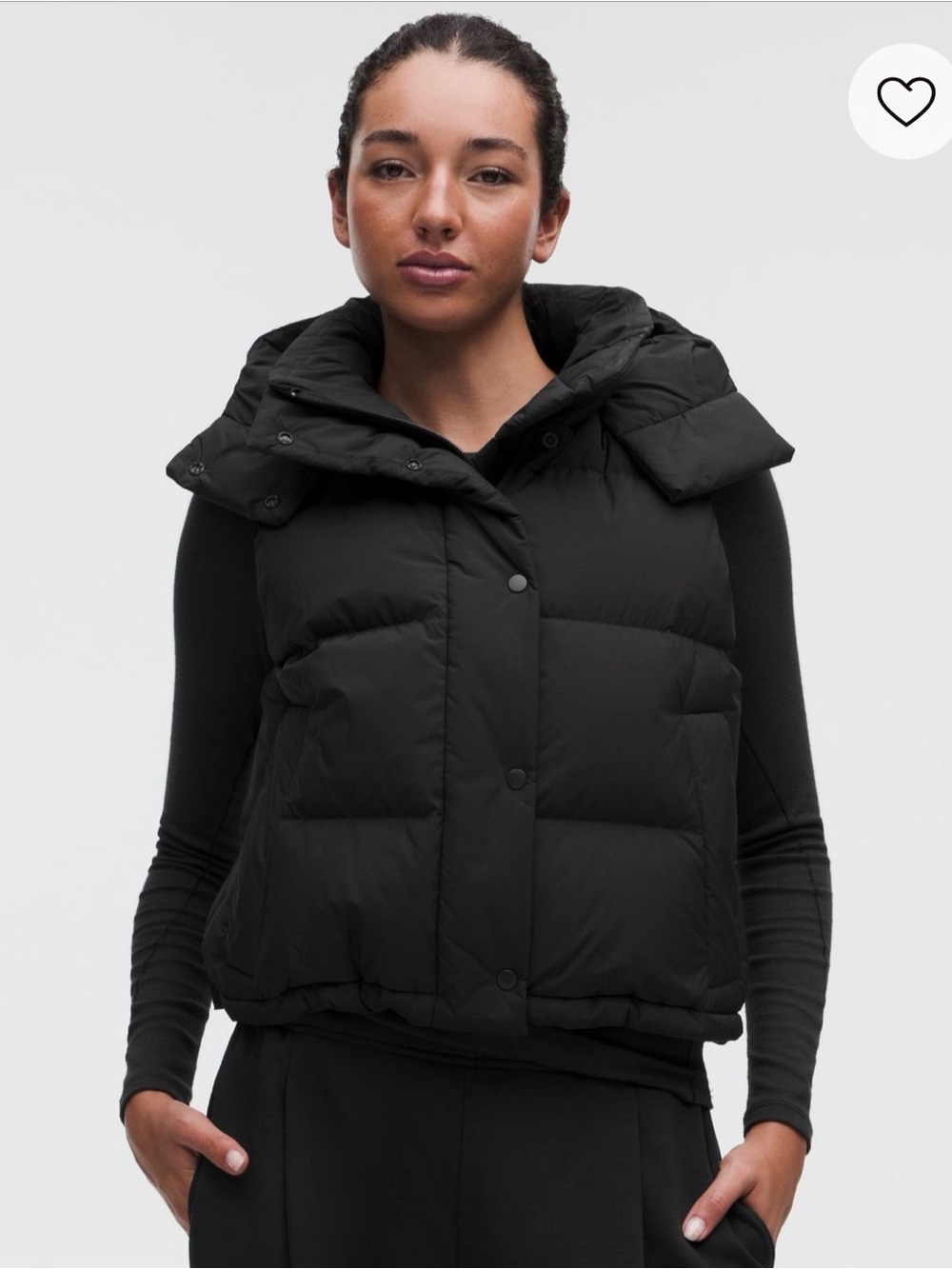 lululemon athletica Black Cropped Puff Down Vest with Hood